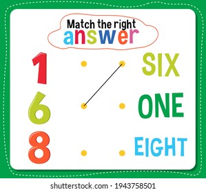 Match the right answer activity for kids illustration
