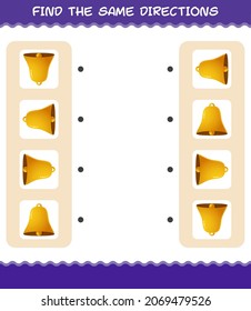 Match the same directions of bell. Matching game. Educational game for pre shool years kids and toddlers