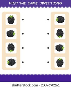 Match the same directions of blackberry. Matching game. Educational game for pre shool years kids and toddlers