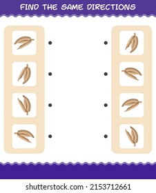 Match the same directions of cassava. Matching game. Educational game for pre shool years kids and toddlers
