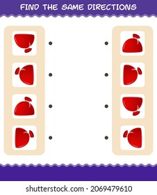 Match the same directions of christmas. Matching game. Educational game for pre shool years kids and toddlers