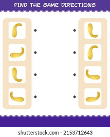 Match the same directions of crookneck squash. Matching game. Educational game for pre shool years kids and toddlers