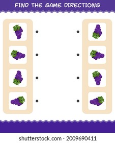Match the same directions of grape. Matching game. Educational game for pre shool years kids and toddlers