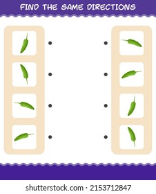 Match the same directions of green chilli. Matching game. Educational game for pre shool years kids and toddlers