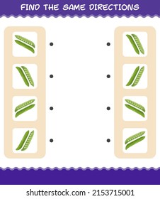 Match the same directions of green pea. Matching game. Educational game for pre shool years kids and toddlers