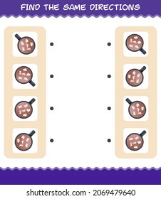 Match the same directions of hot chocolate. Matching game. Educational game for pre shool years kids and toddlers
