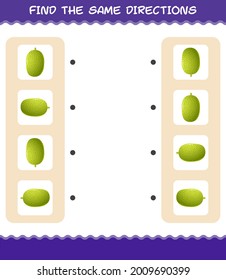 Match the same directions of jackfruit. Matching game. Educational game for pre shool years kids and toddlers