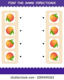 Match the same directions of peach. Matching game. Educational game for pre shool years kids and toddlers
