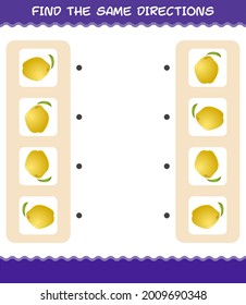 Match the same directions of quince. Matching game. Educational game for pre shool years kids and toddlers