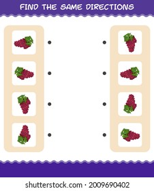 Match the same directions of red grape. Matching game. Educational game for pre shool years kids and toddlers