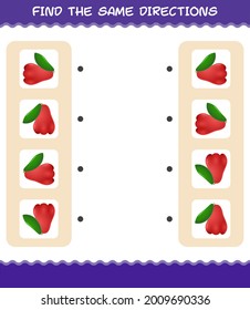 Entspricht den gleichen Richtungen wie Rosenapfel. Matching Game. Erziehungsspiel für Kinder und Kleinkinder im Vorschulalter