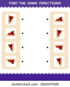 Match the same directions of santa sleigh. Matching game. Educational game for pre shool years kids and toddlers