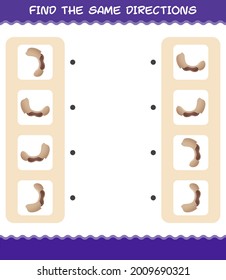 Entspricht den gleichen Richtungen der Tamarinde. Matching Game. Erziehungsspiel für Kinder und Kleinkinder im Vorschulalter