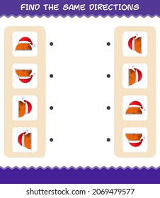 Match the same directions of turkey. Matching game. Educational game for pre shool years kids and toddlers