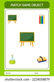 Match with same object game chalkboard. worksheet for preschool kids, kids activity sheet