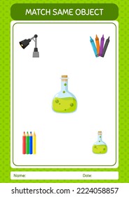 Match with same object game chemical bottle. worksheet for preschool kids, kids activity sheet