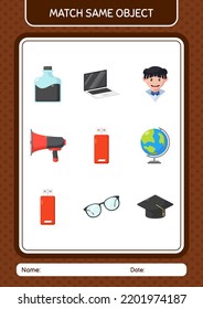 Match with same object game flashdisk. worksheet for preschool kids, kids activity sheet