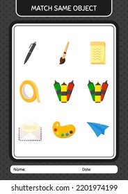 Match with same object game marker pen. worksheet for preschool kids, kids activity sheet