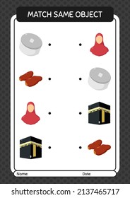 Match with same object game ramadan icon. worksheet for preschool kids, kids activity sheet