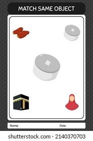 Match with same object game ramadan icon. worksheet for preschool kids, kids activity sheet