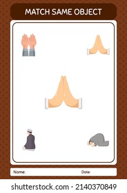 Match with same object game ramadan icon. worksheet for preschool kids, kids activity sheet
