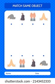 Match with same object game ramadan icon. worksheet for preschool kids, kids activity sheet