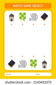 Match with same object game ramadan icon. worksheet for preschool kids, kids activity sheet