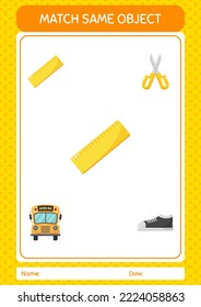 Match with same object game ruler. worksheet for preschool kids, kids activity sheet