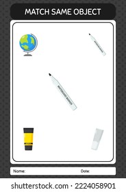 Match with same object game whiteboard marker. worksheet for preschool kids, kids activity sheet