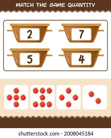 Match the same quantity of apple. Counting game. Educational game for pre shool years kids and toddlers