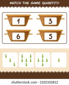 Match the same quantity of bamboo shoot. Counting game. Educational game for pre shool years kids and toddlers