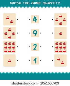 Match the same quantity of beanie. Counting game. Educational game for pre shool years kids and toddlers