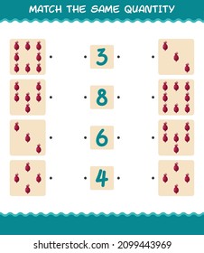 Match the same quantity of beet. Counting game. Educational game for pre shool years kids and toddlers