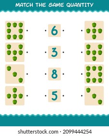 Match the same quantity of bell pepper. Counting game. Educational game for pre shool years kids and toddlers