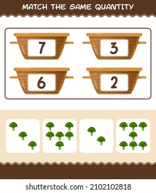 Match the same quantity of broccoli. Counting game. Educational game for pre shool years kids and toddlers