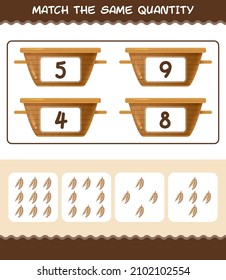 Match the same quantity of cassava. Counting game. Educational game for pre shool years kids and toddlers