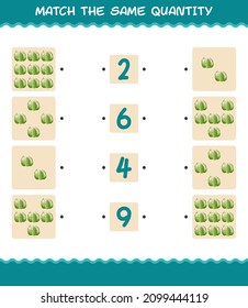 Match the same quantity of cauliflower. Counting game. Educational game for pre shool years kids and toddlers