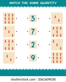 Match the same quantity of christmas candle. Counting game. Educational game for pre shool years kids and toddlers