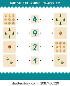 Match the same quantity of christmas. Counting game. Educational game for pre shool years kids and toddlers