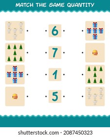 Match the same quantity of christmas. Counting game. Educational game for pre shool years kids and toddlers