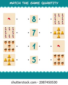 Match the same quantity of christmas. Counting game. Educational game for pre shool years kids and toddlers