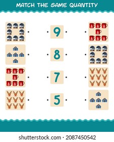 Match the same quantity of christmas. Counting game. Educational game for pre shool years kids and toddlers