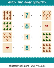 Match the same quantity of christmas. Counting game. Educational game for pre shool years kids and toddlers