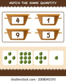Match the same quantity of custard apple. Counting game. Educational game for pre shool years kids and toddlers