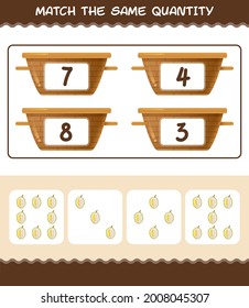 Match the same quantity of durian. Counting game. Educational game for pre shool years kids and toddlers