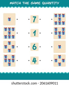 Match the same quantity of gift box. Counting game. Educational game for pre shool years kids and toddlers