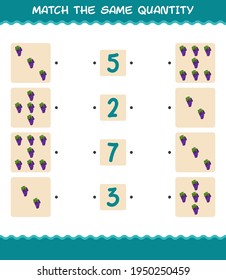Match the same quantity of grape. Counting game. Educational game for pre shool years kids and toddlers