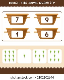 Match the same quantity of leek. Counting game. Educational game for pre shool years kids and toddlers