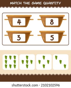 Match the same quantity of lettuce. Counting game. Educational game for pre shool years kids and toddlers