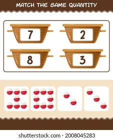 Match the same quantity of lychee. Counting game. Educational game for pre shool years kids and toddlers
